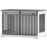 PawHut 100 cm Dog Crate Furniture with Sliding Barn Door for Large Breeds, White(m-2)