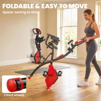 Soozier 3 in 1 Folding Exercise Bike, Foldable Stationary Bike with 8-Level Magnetic Resistance, Adjustable Seat, Red(m-7)