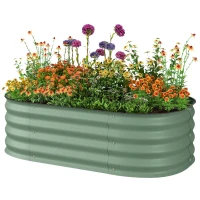 Outsunny 3.4' x 2' x 1' Galvanized Raised Garden Bed Kit, Metal Planter Box with Safety Edging, Green(m-1)