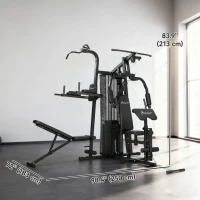 Soozier All-in-One Multi Home Gym Machine Workout Station with Weight Stack and Pulley System for Full Body Training, Black(m-3)
