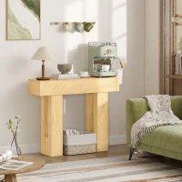 HOMCOM 42 Inch Console Table, Sofa Table Behind the Couch with Thickened Tabletop for Living Room, Hallway, Entrance, Oak(m-8)