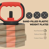 Soozier 6-in-1 Adjustable Dumbbell Set, Used as Kettlebell, Barbell, Dumbbell, Push-Up Stand, 55lbs Free Weights Set, Red(m-7)