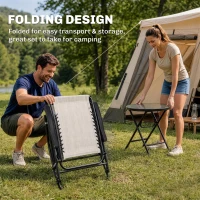 Outsunny 3pc Patio Rocking Chair Set, Folding Outdoor Rocking Chairs and Table Bistro Set w/ Breathable Mesh Seat & Backrest, Headrest for Park, Backyard, Garden, Cream White(m-4)