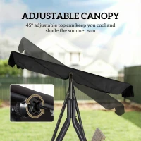 Outsunny Outdoor 3-Seat Porch Swing with Canopy, Rattan Seat, Removable Cushion, Pillows and Steel Frame(m-5)
