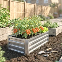 Outsunny Galvanized Raised Garden Bed, 4' x 2' x 1' Metal Planter Box, for Growing Vegetables, Flowers, Herbs, Succulents, Green(m-8)