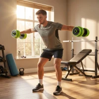 Soozier 66lbs 4-in-1 Adjustable Weight Dumbbell Set, Barbell, Kettlebell, Push Up Stand, Green(m-8)