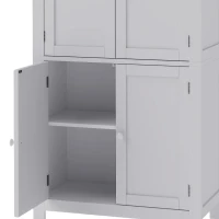 HOMCOM Freestanding Bathroom Cabinet, Tall Bathroom Cabinet with Hidden Storage and Adjustable Shelves, Living Room, White(m-10)