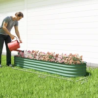 Outsunny 7.9' x 2' x 1' Galvanized Raised Garden Bed Kit, Metal Planter Box with Safety Edging, Green(m-3)