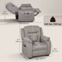 HOMCOM Massage Recliner Chair with Quiet Brushless Motor Pet-Friendly Fabric Power Recliner with 2 Memory Positions Brown(m-3)