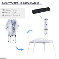 Outsunny 8' x 8' Pop Up Canopy, Outdoor Foldable Tent, Portable Canopy Tent with Carrying Bag for Camping, Party, Picnic, White(m-4)