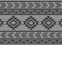 Outsunny Reversible Outdoor RV Rug, Patio Floor Mat, 6' x 9' Plastic Straw Rug for Backyard, Deck, Beach, Camping, Black & Grey(m-12)