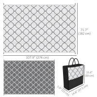 Outsunny Waterproof  Outdoor Rug, 6' x 9' RV Rug Reversible Mat for Backyard, Deck, Picnic, Beach, Camping, Grey & White Net(m-3)