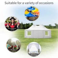 Outsunny 16' x 22' Wedding Event Party Tent High Peak Octagonal Outdoor Gazebo Canopy with Removable Walls White(m-7)
