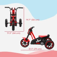 Qaba Kids Tricycle, Toddler Trike with Pedal for Indoor Outdoor Use, 3 Wheel Trike for Ages 18-36 Months Boys Girls, Red(m-3)