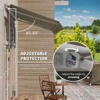 Outsunny 8'x7' Patio Awning Manual Retractable Sun Shade Outdoor Deck Canopy Shelter, Khaki(m-4)
