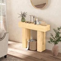 HOMCOM 42 Inch Console Table, Sofa Table Behind the Couch with Thickened Tabletop for Living Room, Hallway, Entrance, Oak(m-9)
