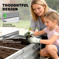 Outsunny Galvanized Raised Garden Bed, 4' x 2' x 1' Metal Planter Box, for Growing Vegetables, Flowers, Herbs, Succulents, Green(m-7)