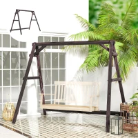 Outsunny Porch Swing Frame, Heavy Duty A-Frame Hanging Chair Stand Only with Reinforced Bars for Porch, Garden, Backyard(m-8)
