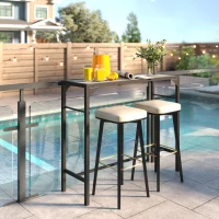 Outsunny Bar Height Outdoor Table with Built-In Bottle Opener, Patio Bar Table with Wood Grain Plastic Top, 47.2" x 15" x 39"(m-8)