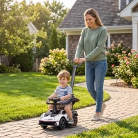 Aosom 3 in 1 Ride on Push Car for Toddlers, Licensed Kids Sliding Car with Safety Protection Footrest Horn, White(m-1)