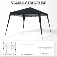Outsunny 8' x 8' Pop Up Canopy, Outdoor Foldable Tent, Portable Canopy Tent with Carrying Bag for Camping, Party, Picnic, Black(m-5)