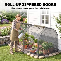 Outsunny 8' x 4' Crop Cage, Garden Plant Protector, with 2 Zippered Doors and 6 Ground Stakes, for Garden, Yard, Lawn, Black(m-6)