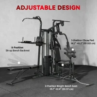Soozier All-in-One Multi Home Gym Machine Workout Station with Weight Stack and Pulley System for Full Body Training, Black(m-5)