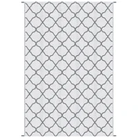 Outsunny Waterproof  Outdoor Rug, 6' x 9' RV Rug Reversible Mat for Backyard, Deck, Picnic, Beach, Camping, Grey & White Net(m-2)