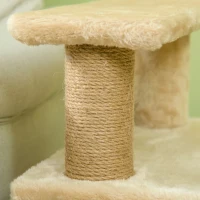 PawHut Adjustable Height 3 Step/4 Step Cat Stairs w/ Jute Cat Scratching Post, Cat Condo, Toy Ball, for Bed, Sofa, Couch, Beige(m-8)