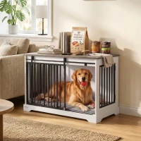 PawHut 100 cm Dog Crate Furniture with Sliding Barn Door for Large Breeds, White(m-1)