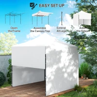 Outsunny 10' x 10' Pop Up Canopy Tent with Awning and Sidewalls, Instant Sun Shelter with Wheeled Bag and Sand Bags(m-4)