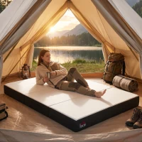 HOMCOM Trifold Mattress, 6 Inch Memory Foam Mattress for Guest, Camping, RV, Travel, Yoga, Made in USA, 75" x 54" x 6"(m-8)