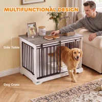 PawHut 100 cm Dog Crate Furniture with Sliding Barn Door for Large Breeds, White(m-7)