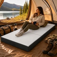HOMCOM Trifold Mattress, 6 Inch Memory Foam Mattress for Guest, Camping, RV, Travel, Yoga, Made in USA, 75" x 38" x 6"(m-8)
