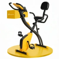 Soozier 3 in 1 Folding Exercise Bike, Foldable Stationary Bike with 8-Level Magnetic Resistance, Adjustable Seat, Yellow(m-9)