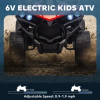 Qaba Kids ATV 4 Wheeler, 6V Electric Ride on Car with Music and LED Headlights, Indoor Outdoor Toy Car for 18-56 months, Red(m-4)