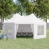 Outsunny 16' x 22' Wedding Event Party Tent High Peak Octagonal Outdoor Gazebo Canopy with Removable Walls White(m-8)