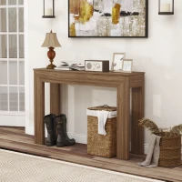 HOMCOM Modern Console Table, 47" Narrow Entryway Table, Walnut(m-9)