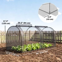 Outsunny 8' x 4' Crop Cage, Garden Plant Protector, with 2 Zippered Doors and 6 Ground Stakes, for Garden, Yard, Lawn, Black(m-3)