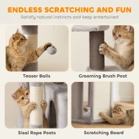PawHut 79" Tall Cat Tree for Indoor Large Cats Adult with Split Baseboard, 2 Cat Condos, 2 Beds, 5 Sisal Scratching Posts(m-7)
