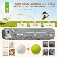 PawHut Automatic Dog Ball Launcher, Dog Ball Thrower with 5 2.3" ETPU Balls, 3 Distance Settings (20/33/46 ft) for Small Medium Pets, Green(m-5)