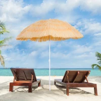 Outsunny 6FT Beach Umbrella Tilt Sunshade Height Adjustable Outdoor Market Patio Yard Crank Deck Sun Shade, Wheat(m-1)