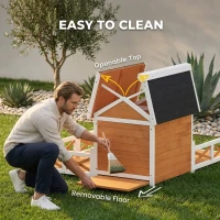 PawHut Outdoor Wooden Dog House, Dog Shelter with Large Porch, Weatherproof & Openable Roof, Elevated Base, Removable Floor(m-6)
