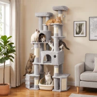 PawHut 79" Tall Cat Tree for Indoor Large Cats Adult with Split Baseboard, 2 Cat Condos, 2 Beds, 5 Sisal Scratching Posts(m-8)