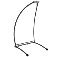 Outsunny Hanging Hammock Chair Stand Only, C Shape Hanging Heavy Duty Metal Frame Swing Stand for Porch Swing Chair, Black(m-9)