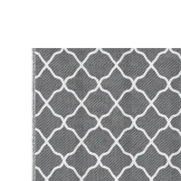 Outsunny Waterproof  Outdoor Rug, 6' x 9' RV Rug Reversible Mat for Backyard, Deck, Picnic, Beach, Camping, Grey & White Net(m-12)