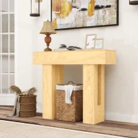 HOMCOM 42 Inch Console Table, Sofa Table Behind the Couch with Thickened Tabletop for Living Room, Hallway, Entrance, Oak(m-7)