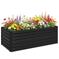 Outsunny Galvanized Raised Garden Bed, Steel Outdoor Planters with Reinforced Rods, 71" x 36" x 23", Black(m-1)