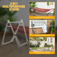 Outsunny Portable Hammock Stand, 3-in-1 Hanging Chair Stand Clothes Drying Rack, Patio, Garden, Yard, Black(m-4)