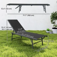 Outsunny 2 Pieces Folding Outdoor Lounge Chairs, Reclining Chaise Lounge Tanning Chair w/ Adjustable Back, Mesh Seat, Black(m-3)